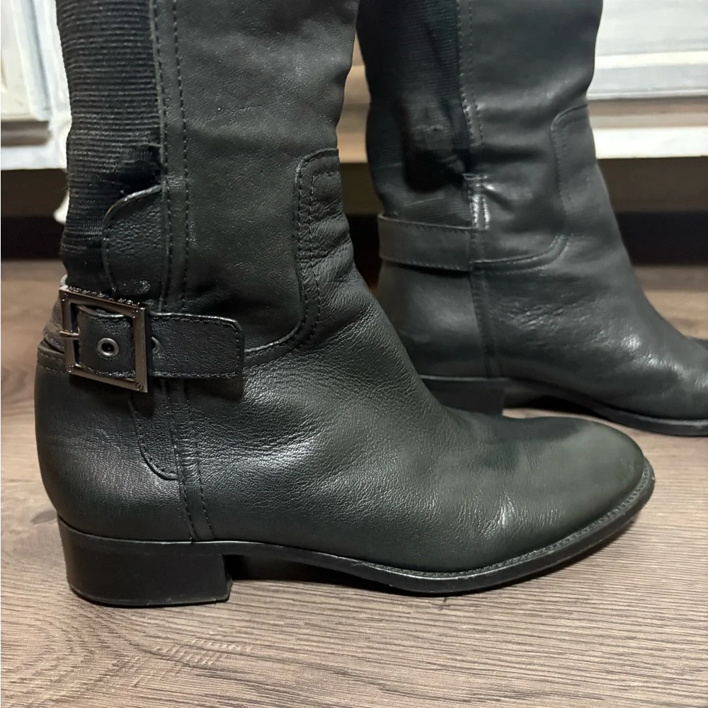Tory Burch Black Leather Over The‎ Knee Riding Boots Classic Preppy